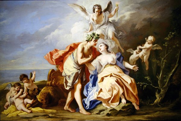 Bacchus och Ariadne (olja på duk) av Jacopo Amigoni