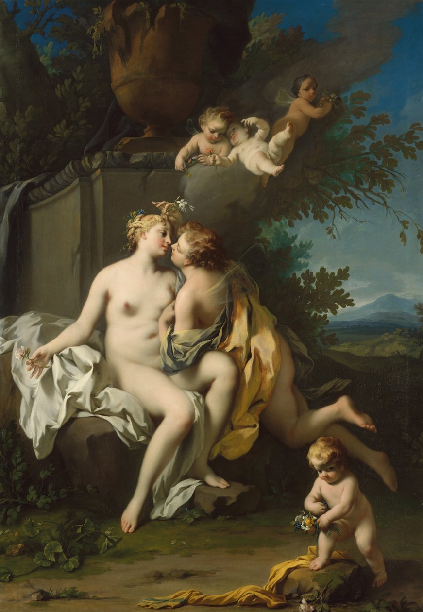 Flora och Zephyr, ca 1730 (olja på duk) av Jacopo Amigoni