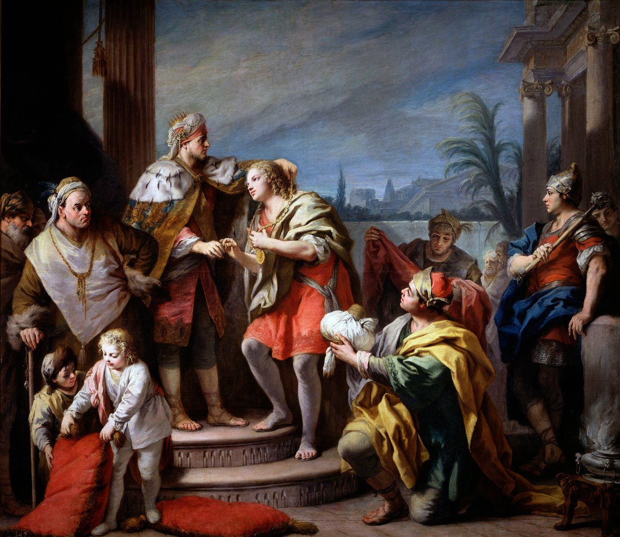 Josef före farao - Målning av Giacomo Amiconi (1675-1752), ca 1749 - Olja på duk, 283x325 - Museo del Prado, Madrid av Jacopo Amigoni