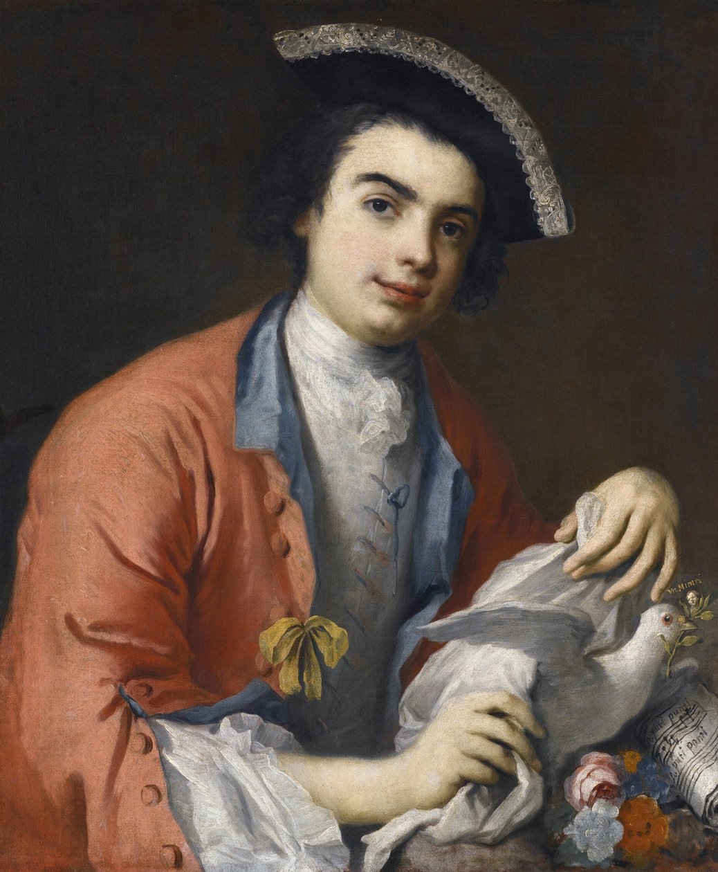 Porträtt av Carlo Broschi dit Farinelli, chanteur contralto et sopran, castrat italien - Porträtt av Carlo Broschi (1705-1782), känd som Farinelli par Amigoni, Jacopo (1675-1752). Olja på duk, storlek: 76x63,5 - Privat samling av Jacopo Amigoni