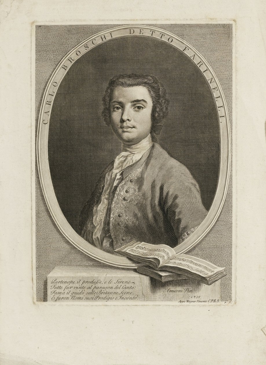 Porträtt av sångaren Farinelli Carlo Broschi 1705-1782, 1735 av Jacopo Amigoni