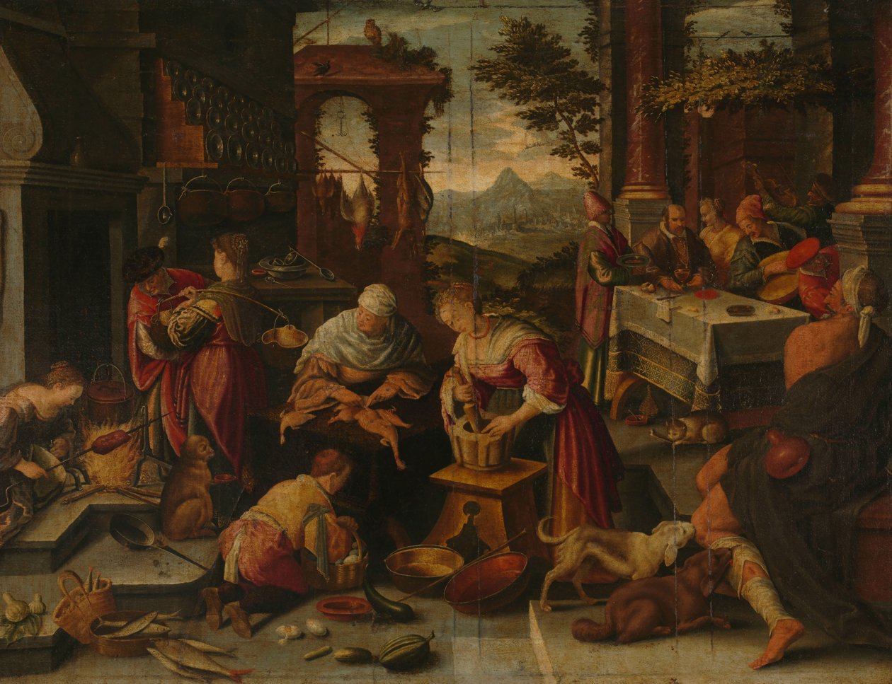 Lazarus och den rike mannen av Jacopo Bassano (copy after)