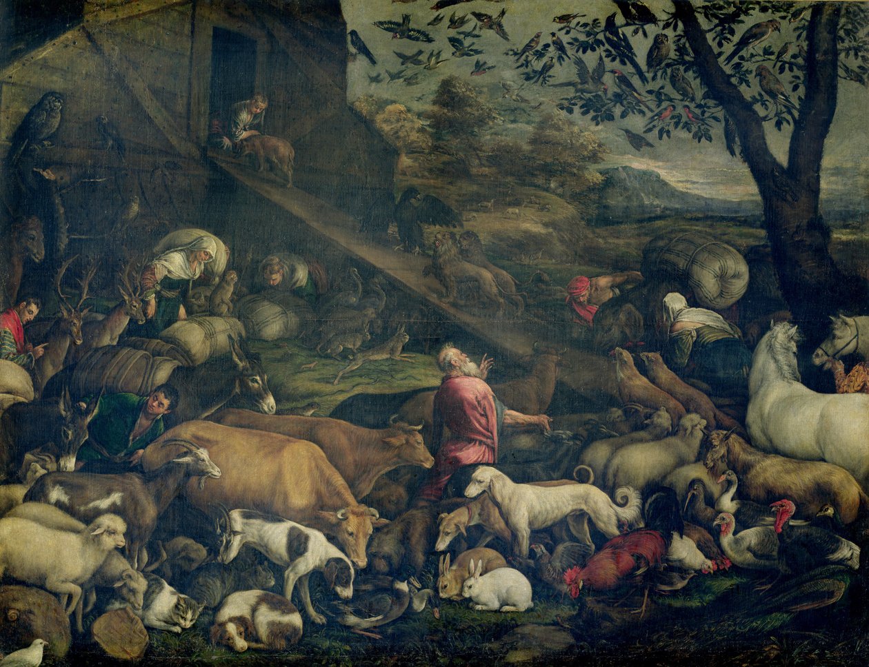 Djur som går in i arken av Jacopo Bassano