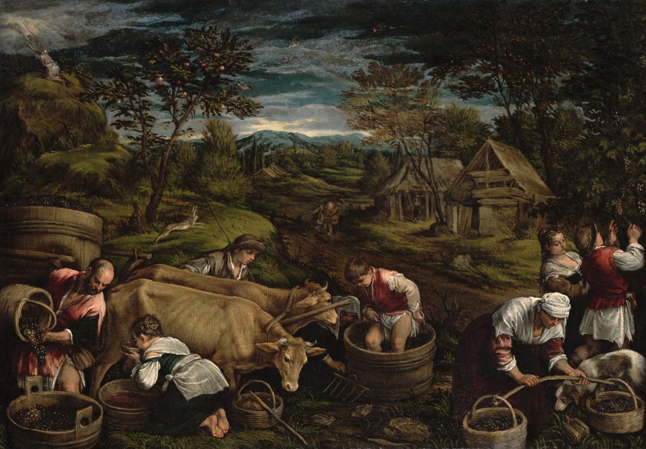 Harvest, (Moses tar emot de tio budorden), 1576 (för detaljer se 65690) av Jacopo Bassano