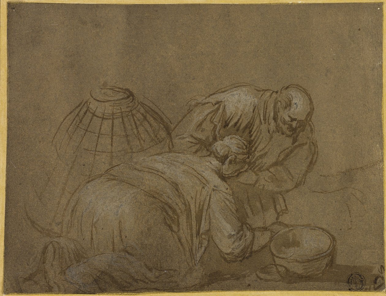 Bondepar som tittar i en korg av Jacopo Bassano