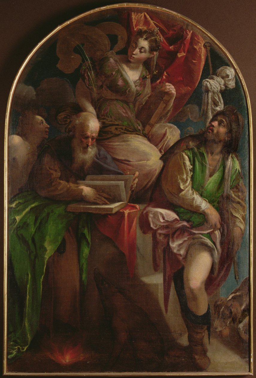 St. Justina av Padua tronade med St. Sebastian, St. Anthony Abbot och St. Roch, ca 1557-60 av Jacopo Bassano