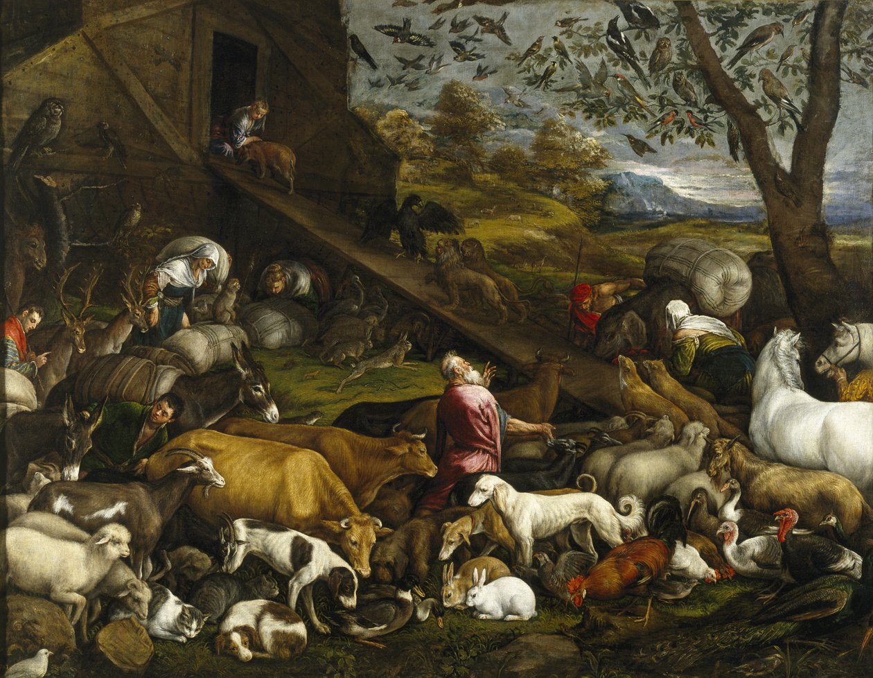 Djuren gick ombord på Noaks ark av Jacopo Bassano il vecchio
