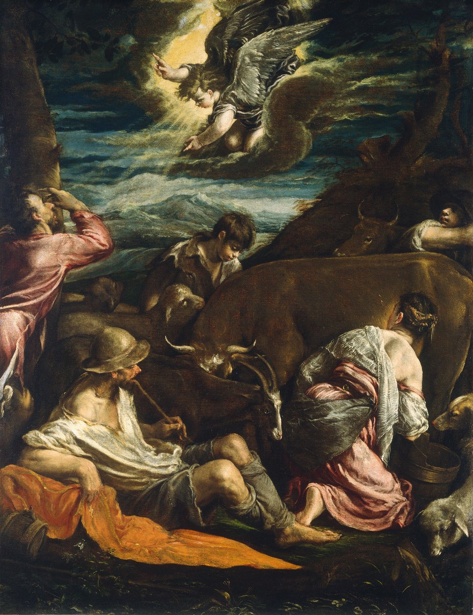 Bebådelsen till herdarna, troligen 15551560. av Jacopo Bassano il vecchio