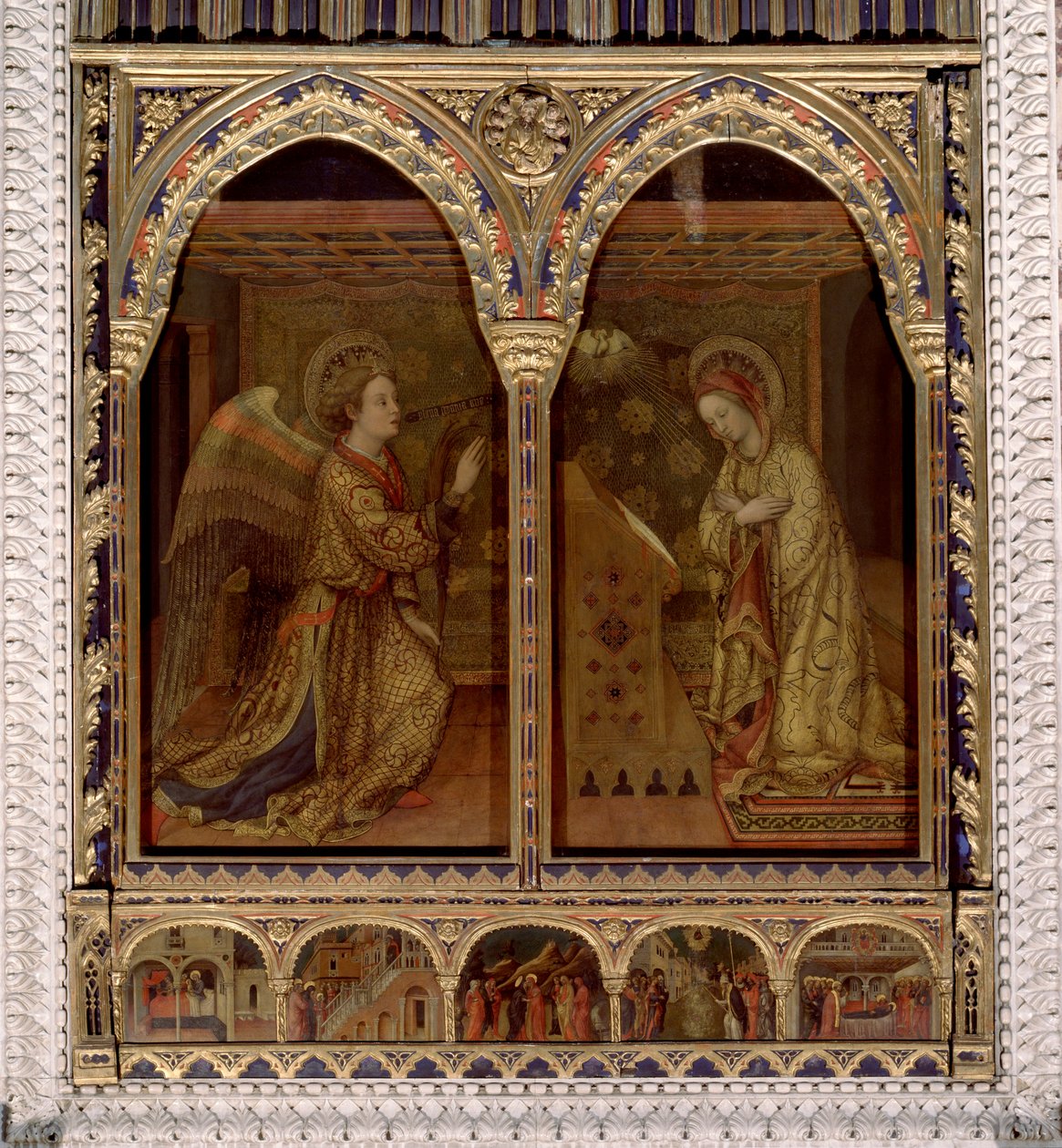 Annunciation.Den Helige Andes duva. (Målning av Jacopo Bellini