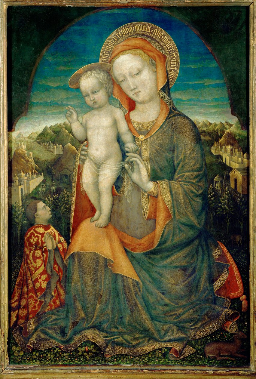 Jungfrun av ödmjukhet och barnet som dyrkas av Leonello ... av Jacopo Bellini
