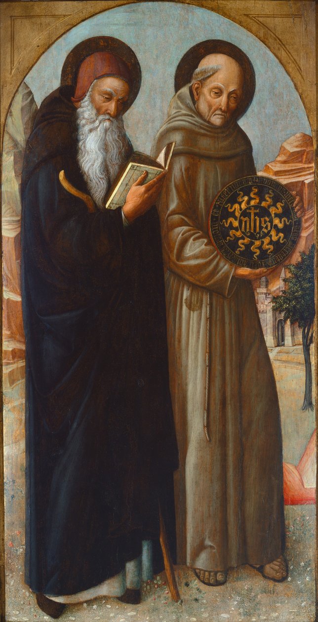 Sankt Antonius abbot och Sankt Bernardino av Siena, 1459. av Jacopo Bellini