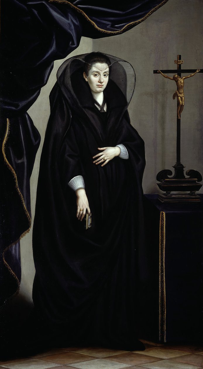 Porträtt av en adelskvinna klädd i sorg, ca. 1600. av Jacopo Chimenti