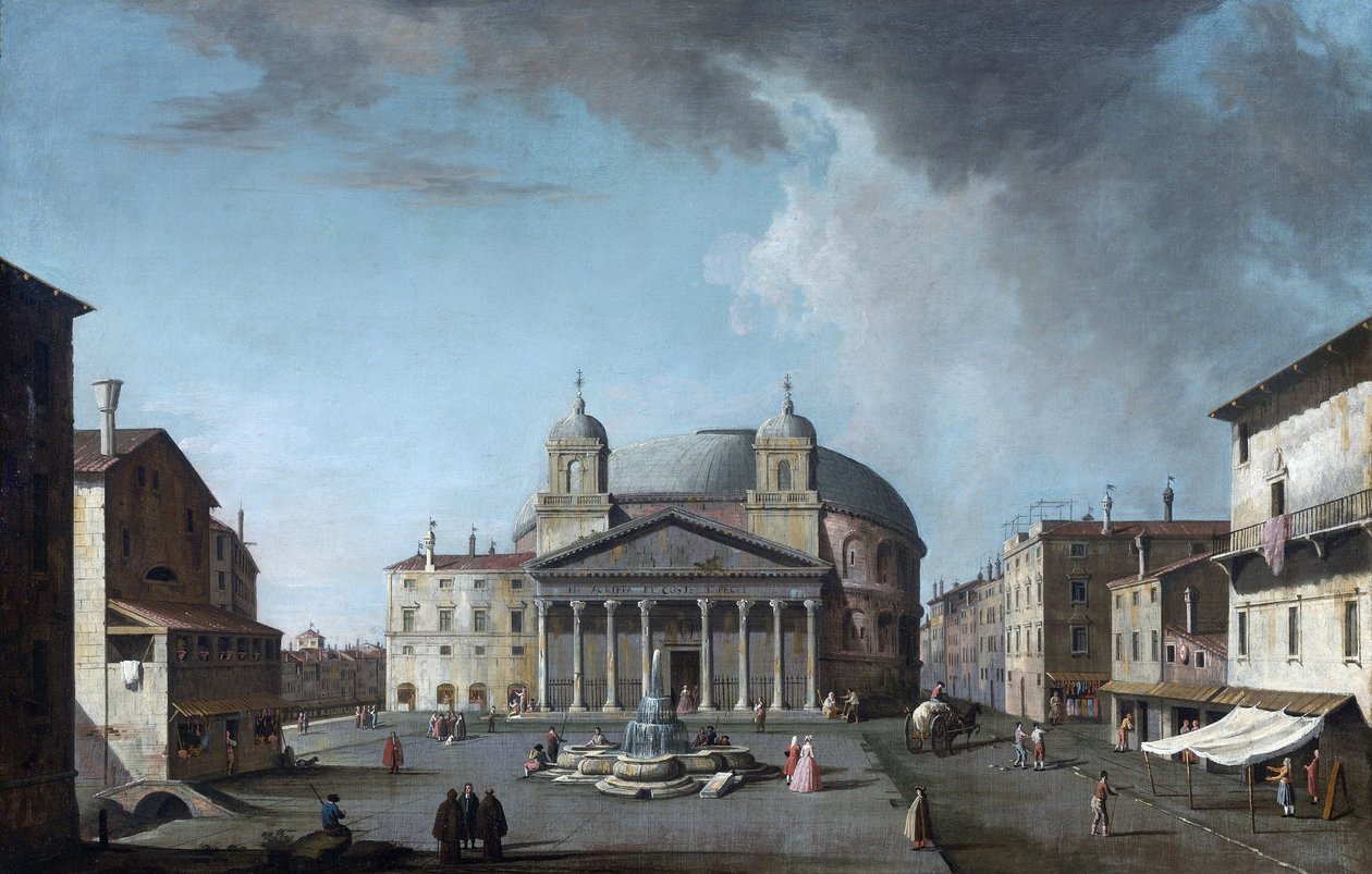 Utsikt över Pantheon i Rom par Fabris, Jacopo (1689-1761). Olja på duk, storlek: 73x112,4, , Privat samling av Jacopo Fabris
