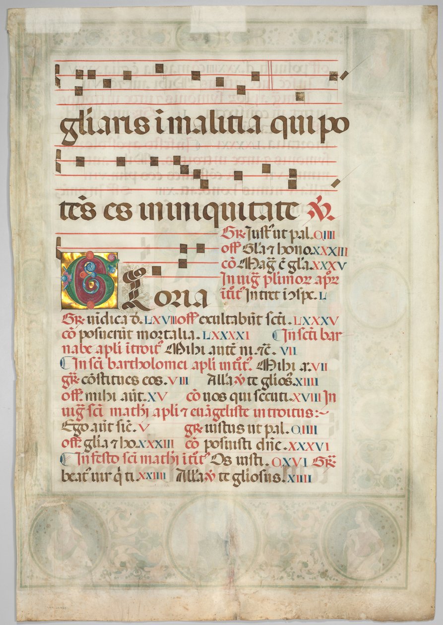 Leaf from a Gradual: Dekorerad initial (verso) av Jacopo Filippo d