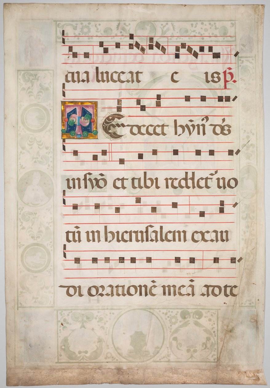 Leaf from a Gradual: Dekorerad initial (verso) av Jacopo Filippo d