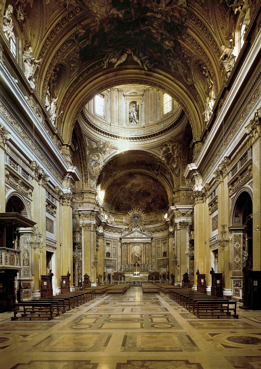 Interiörvy av Chiesa del Gesu, byggd 1568-75 av Jacopo Vignola