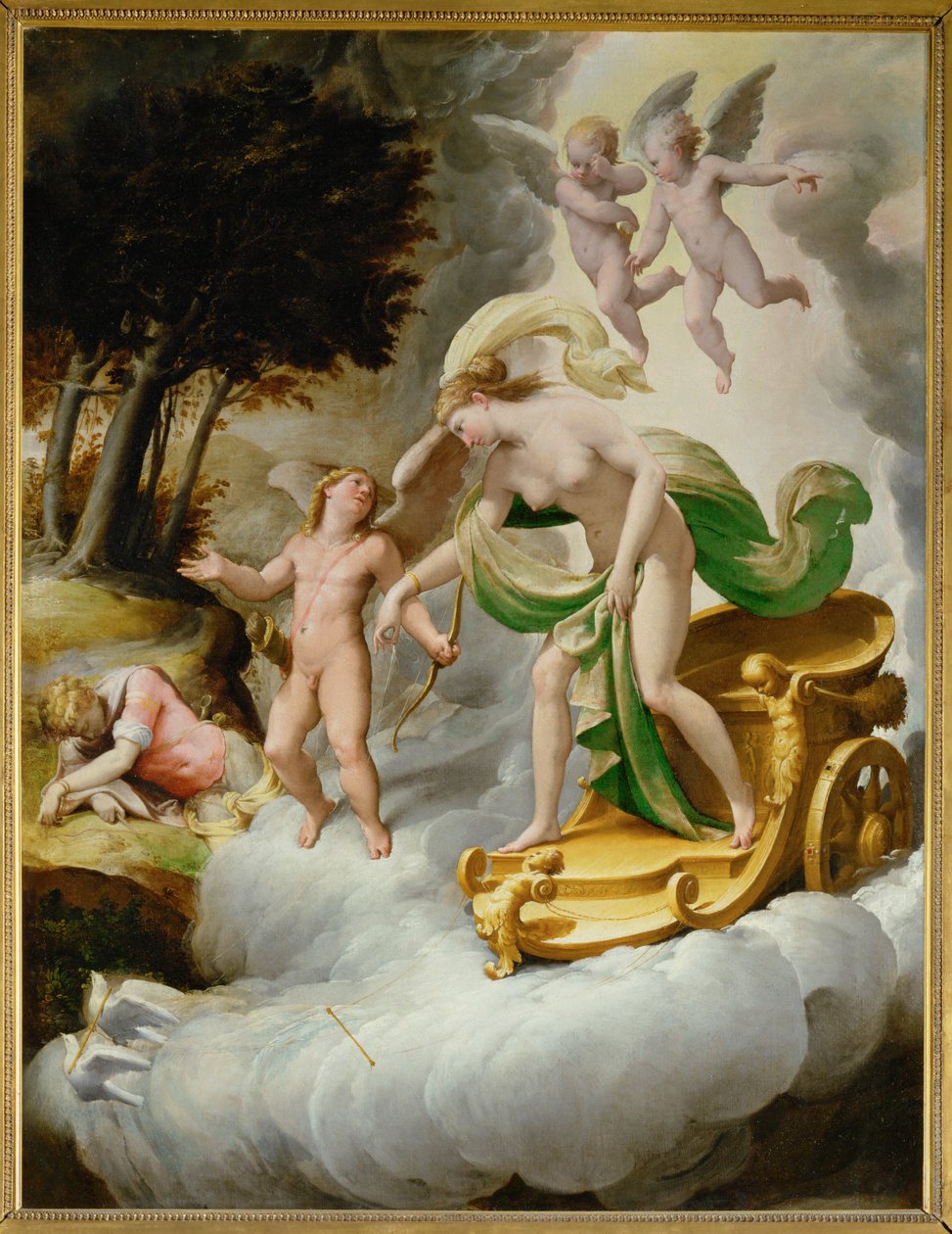 Venus guidad av Amor till den döde Adonis ... av Jacopo Ianguidi (1544 c.1573) Bertoia