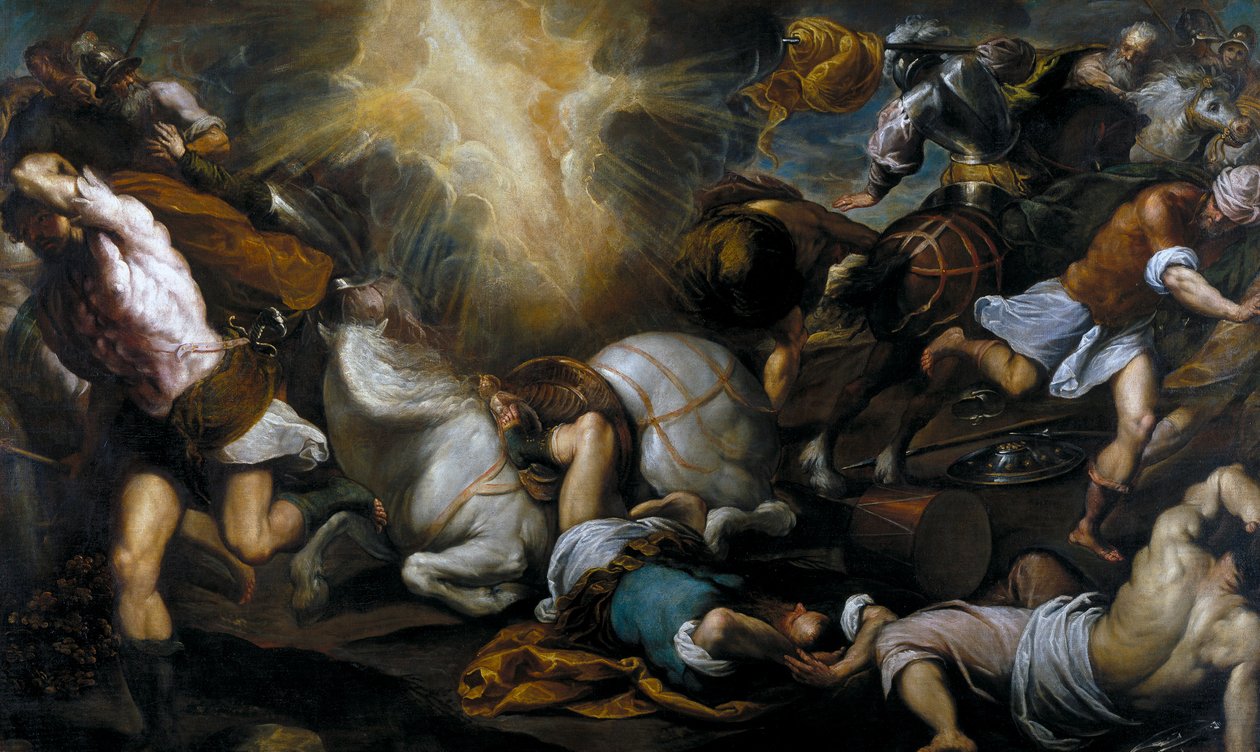 ""Sankte Paulus omvändelse på vägen till Damaskus"" Målning av Jacopo Palma den yngre (1544-1628) 1592 Museo del Prado, Madrid av Jacopo Il Giovane Palma
