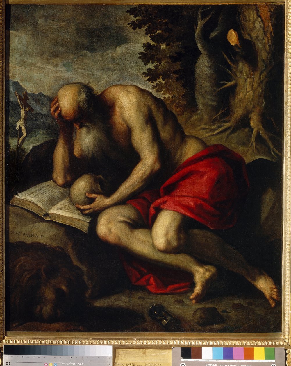 Sankt Jerome. Målning av Jacopo Palma il Giovane den yngre (1544-1628), olja på duk av Jacopo Il Giovane Palma