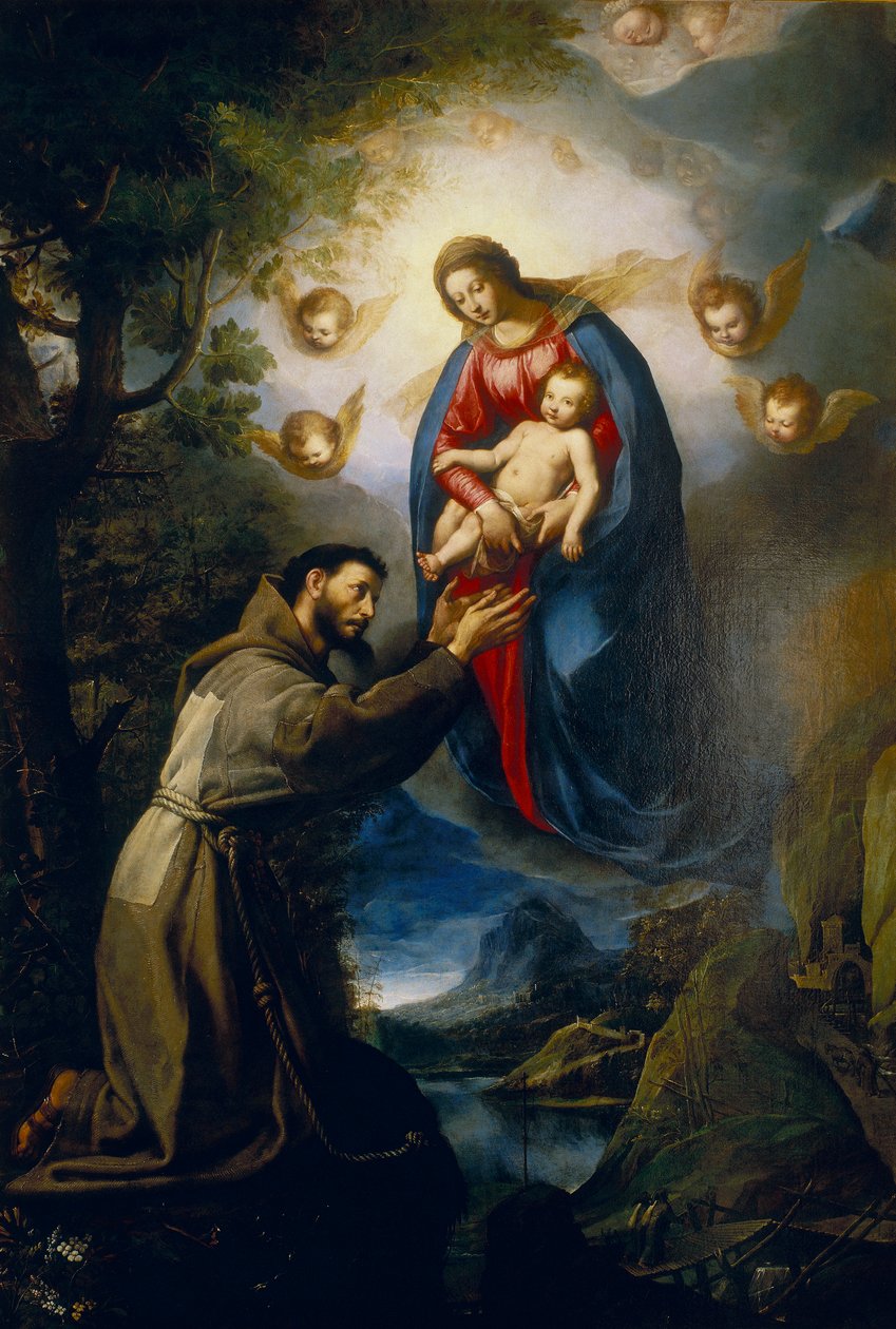 Jungfruns utseende för den helige Franciskus av Jacopo Ligozzi