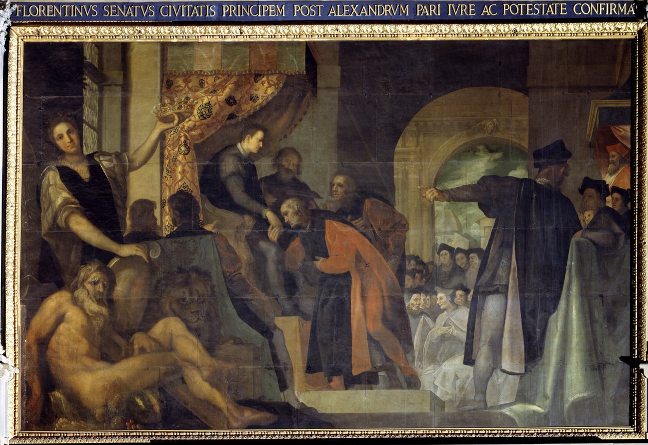 Cosimo I de Medici utnämnd till hertig av Senaten i Florens av Jacopo Ligozzi