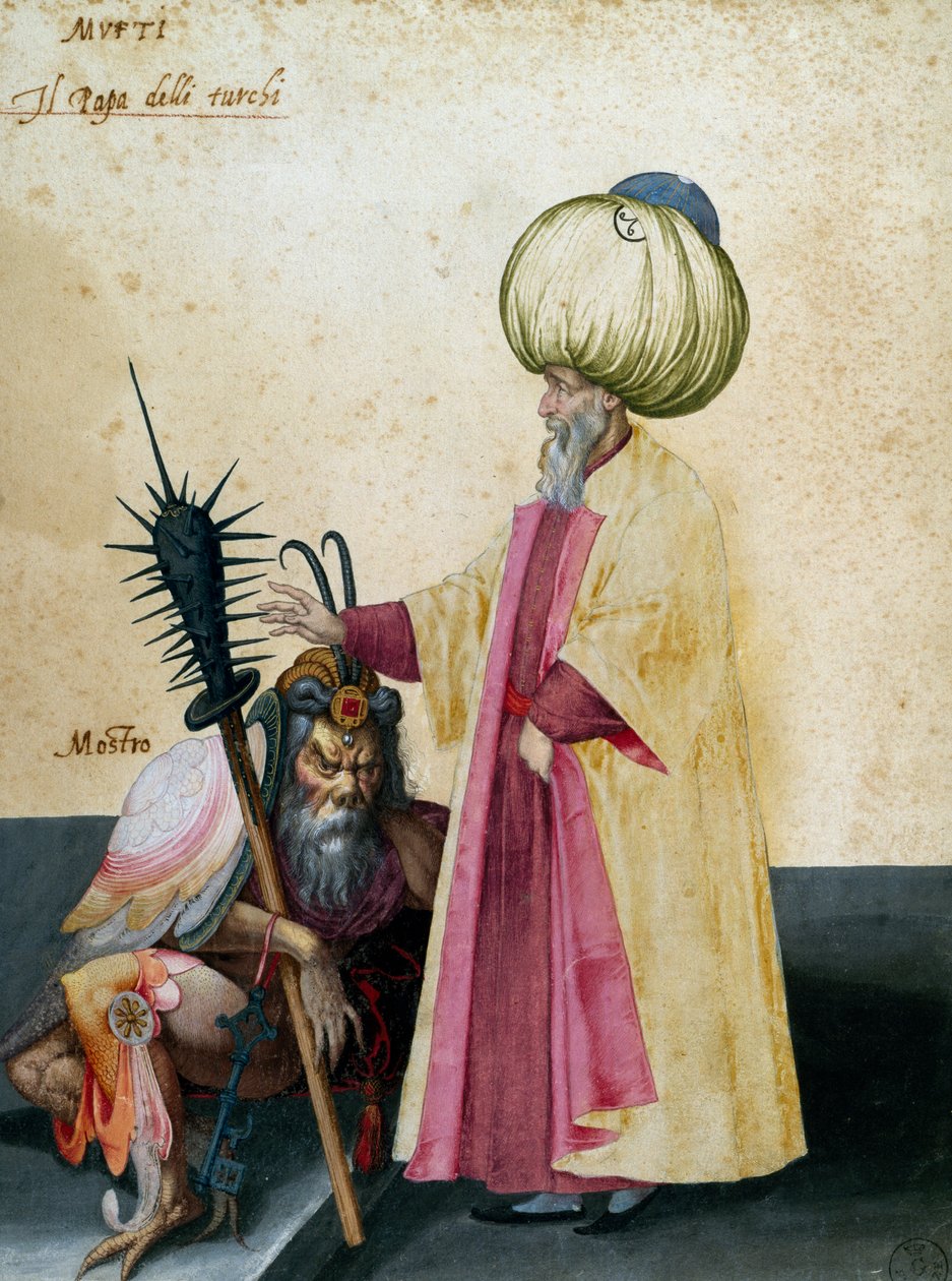 Mufti och monster, teckning av Jacopo Ligozzi (1547-1627) av Jacopo Ligozzi