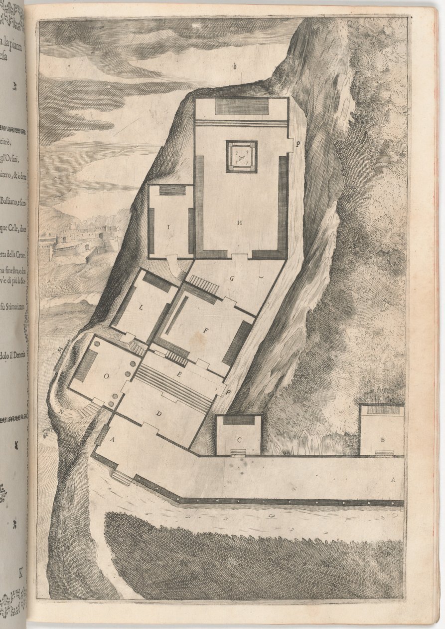 Plan över rummen och kyrkan i det heliga klostret [skylt K] av Jacopo Ligozzi