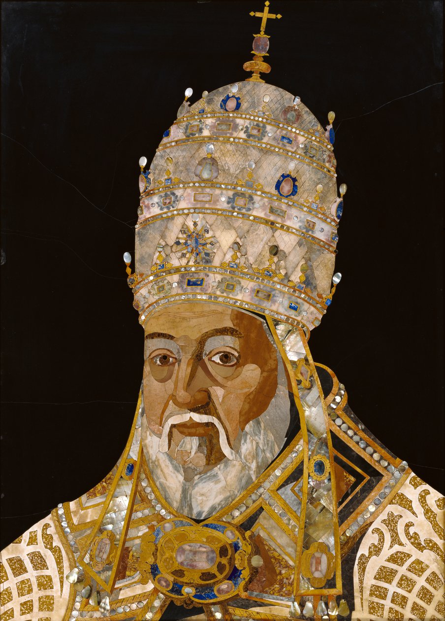 Porträtt av påven Clemens VIII, 1600-1 (pietra dura) av Jacopo Ligozzi