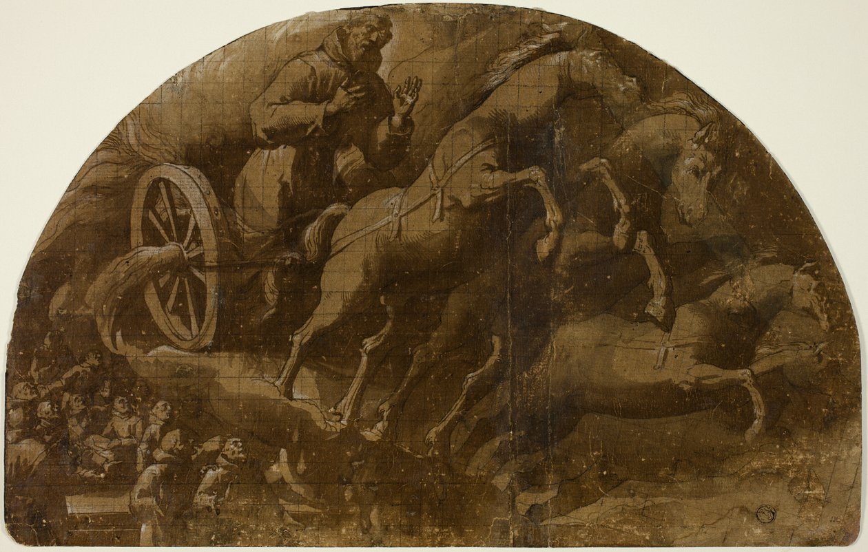Studie för visionen av den helige Franciskus av Assisi tagen till himlen i en eldig vagn av Jacopo Ligozzi