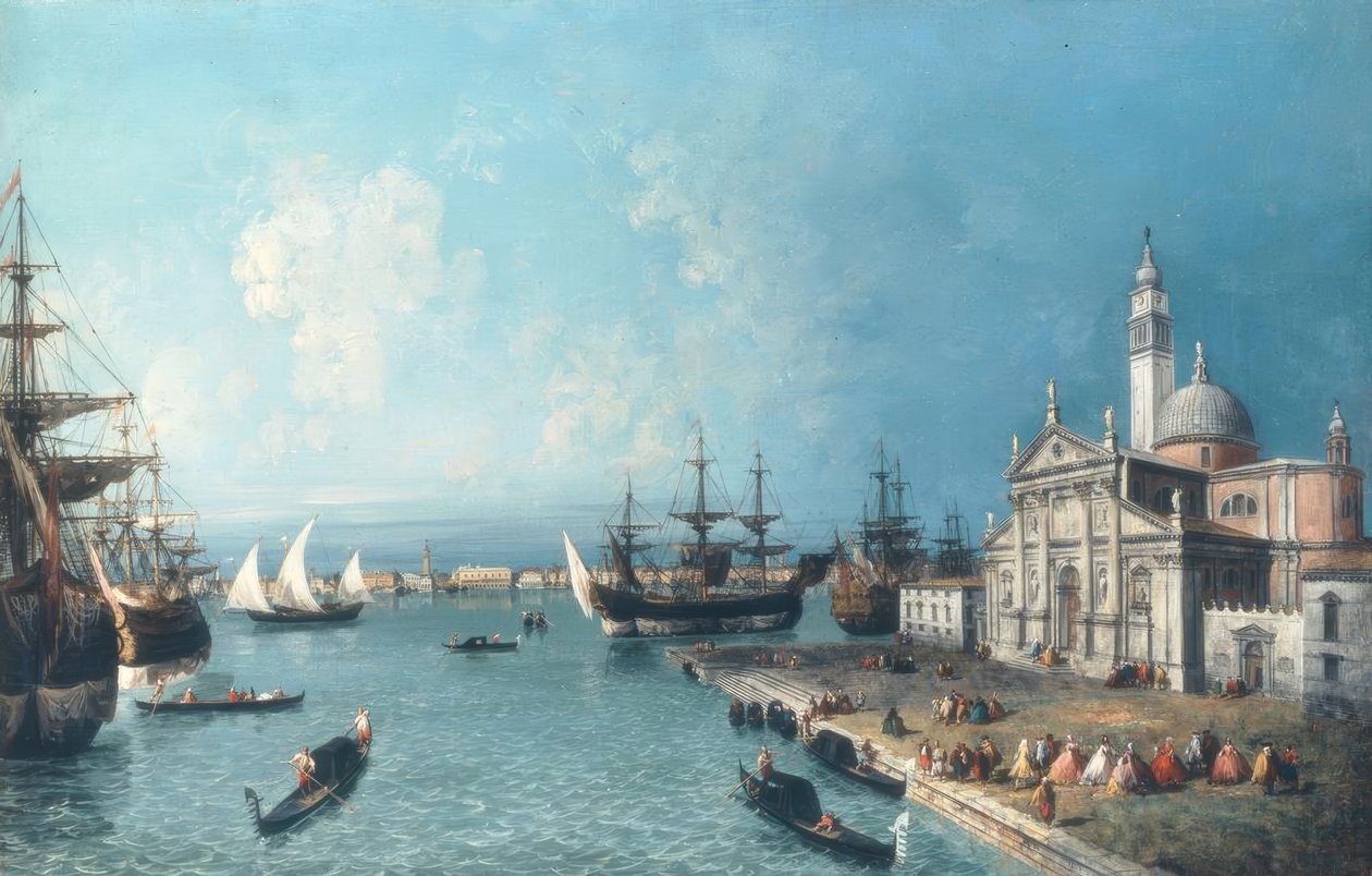 Utsikt över Bacino di S.Marco; i förgrunden S.Giorgio av Jacopo Marieschi