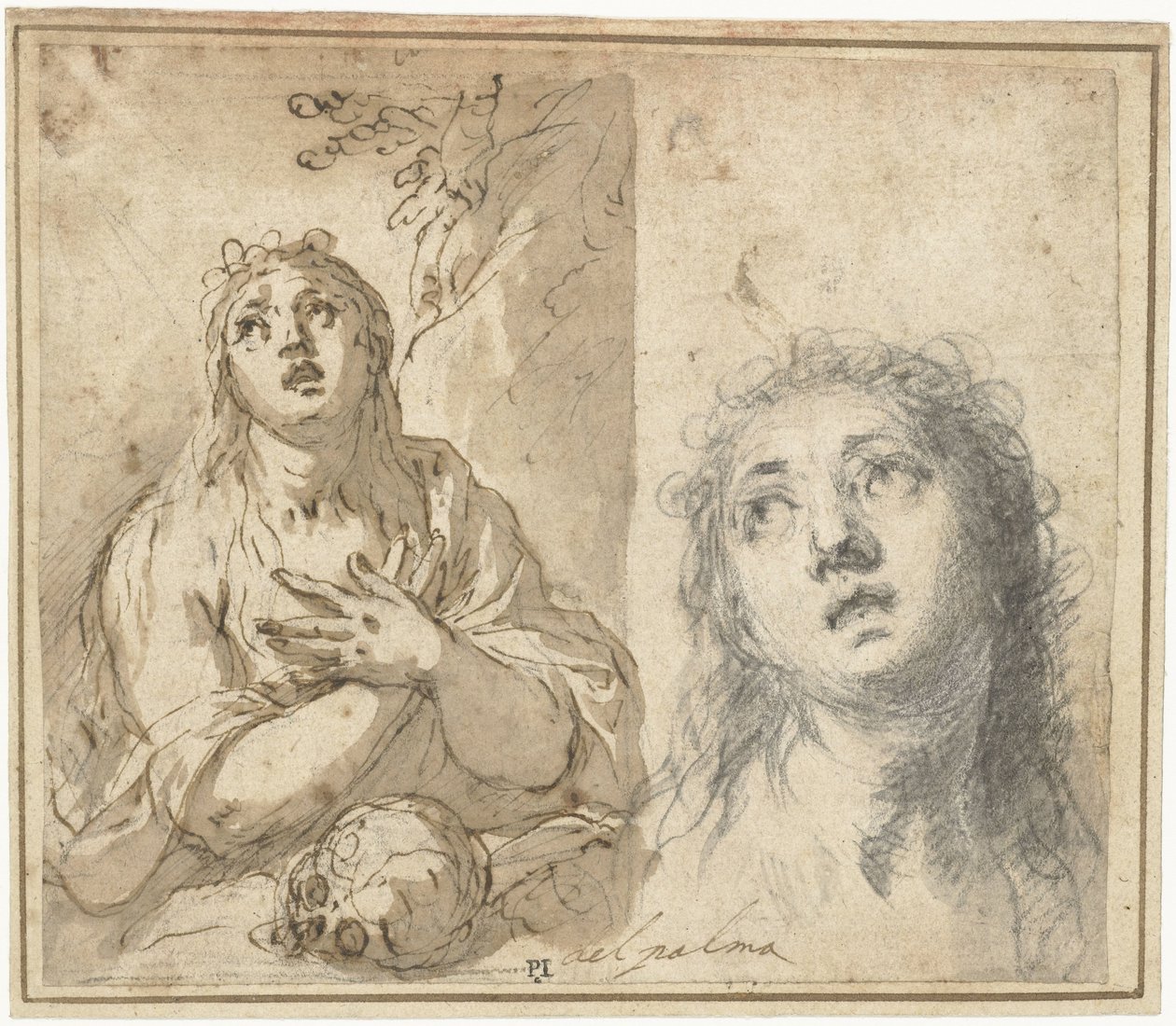 Ångerfulla Magdalena i ett landskap av Jacopo Palma (il Giovane)