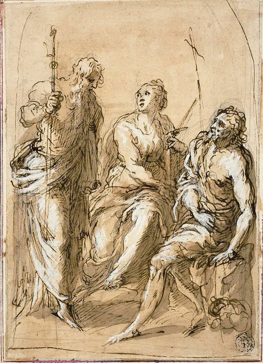 Den heliga Justina av Padua tronade, med de heliga Jakob den Mindre och Johannes Döparen av Jacopo Palma il Giovane