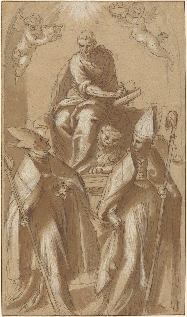 Sankt Markus med två biskopar och Putti av Jacopo Palma il Giovane