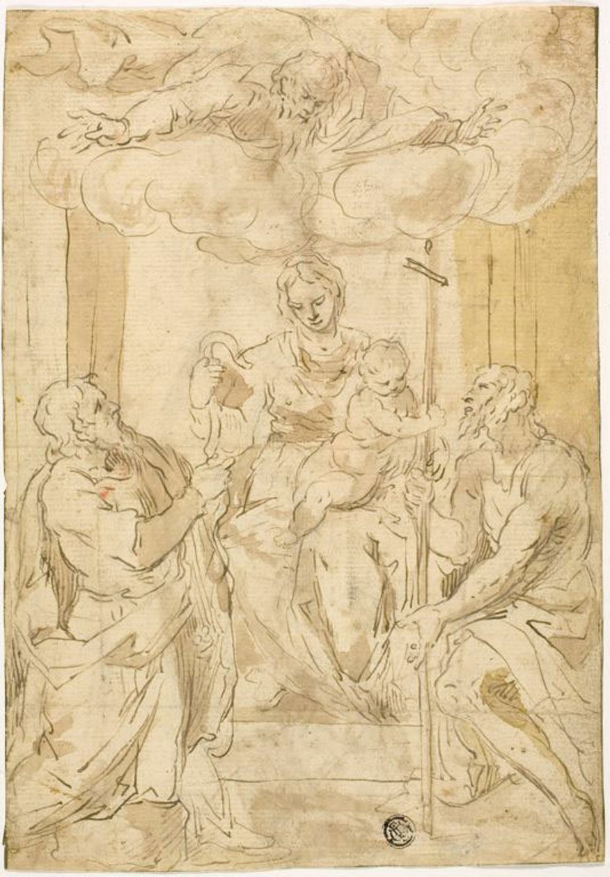 Jungfru och barn med de heliga Thomas och Johannes Döparen (recto); Sovande Venus (verso) av Jacopo Palma il Giovane