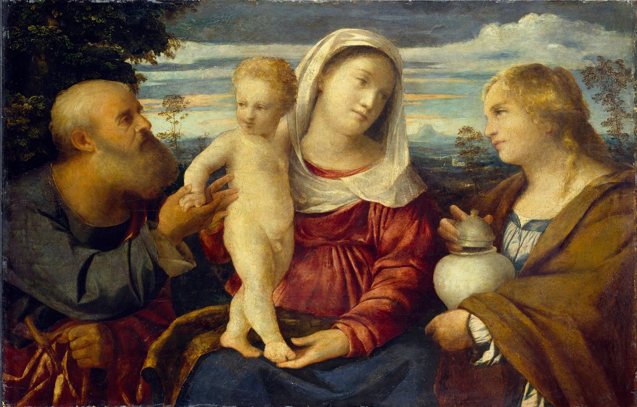 Den heliga familjen med Maria Magdalena, c1513-1514. av Jacopo Palma il Vecchio