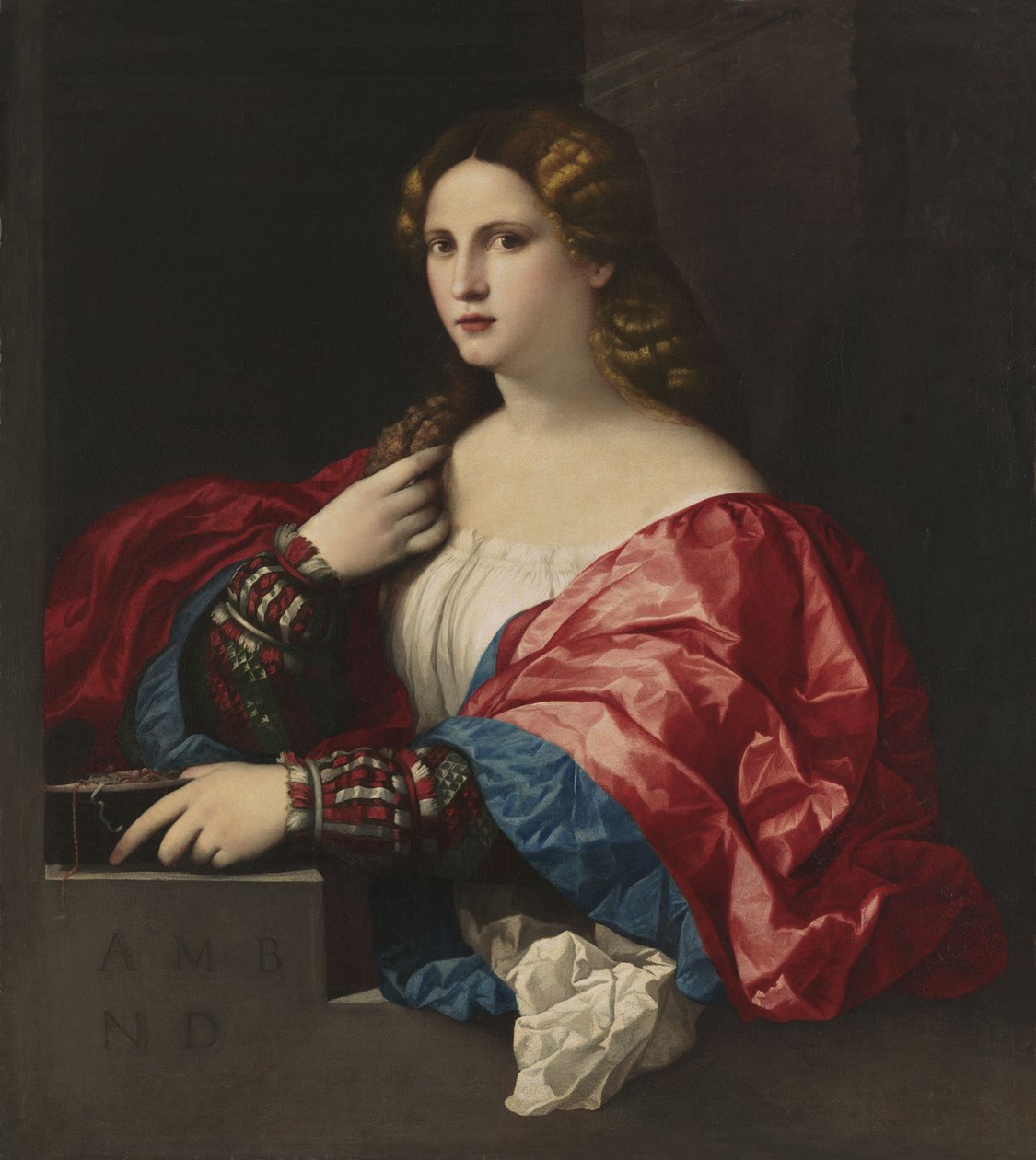 Porträtt av en ung kvinna La Bella av Jacopo Palma il Vecchio the Elder