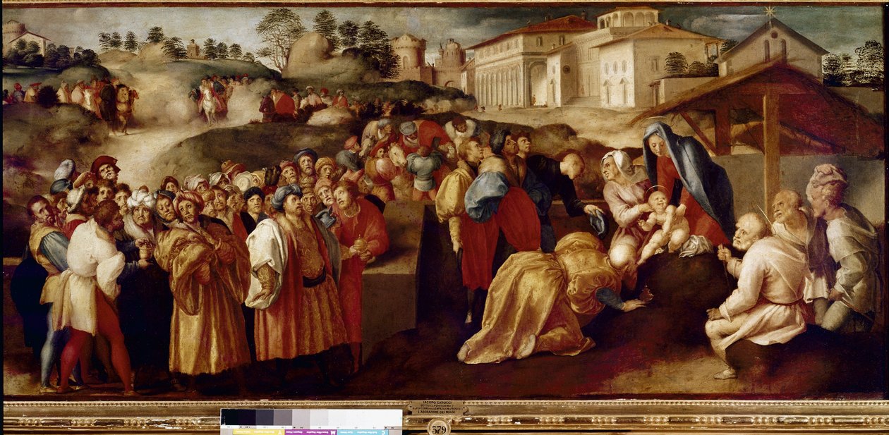 Tillbedjan av Magi (olja på trä av Jacopo Pontormo