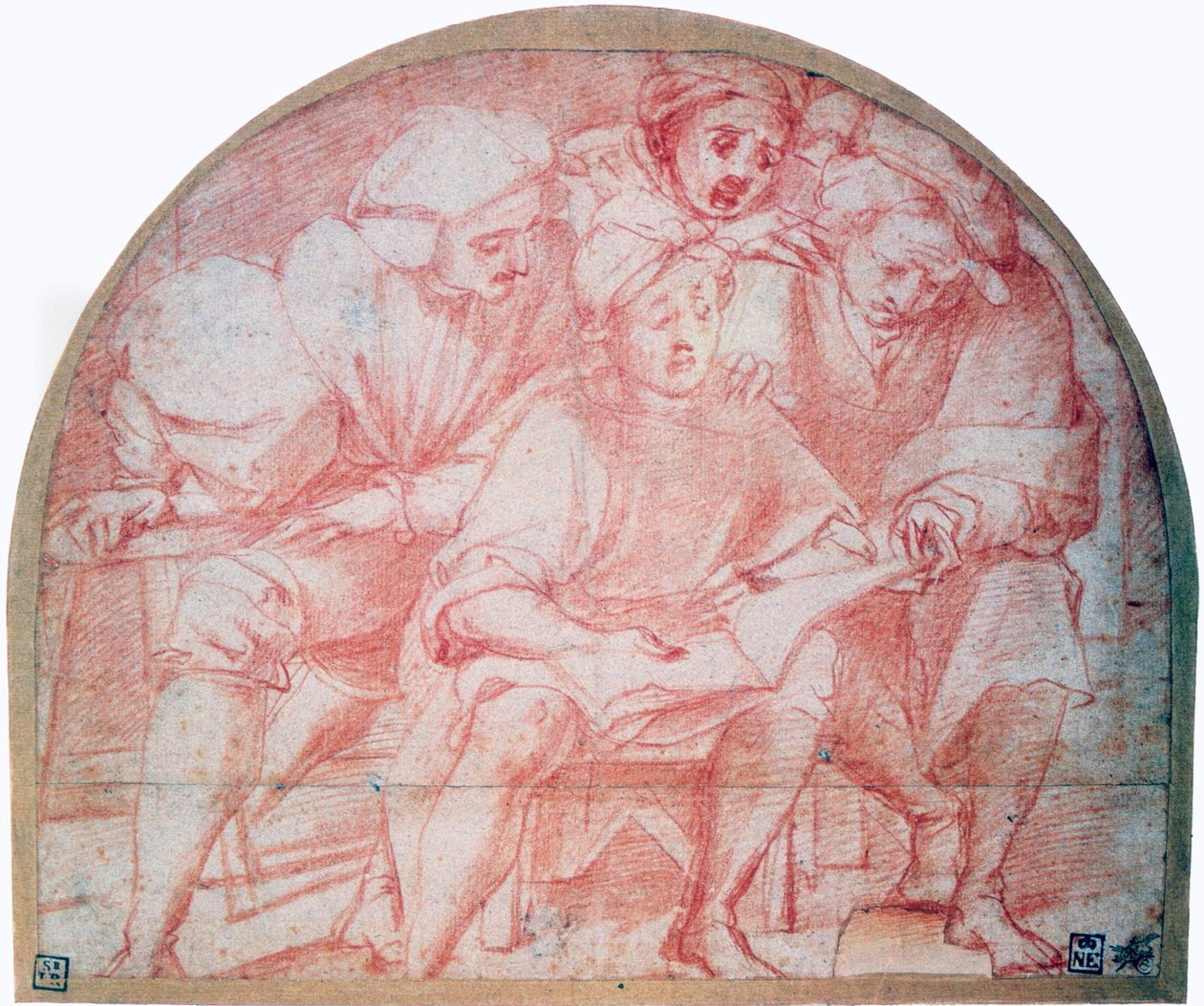 Fyra hovmän, c1514-1557 av Jacopo Pontormo