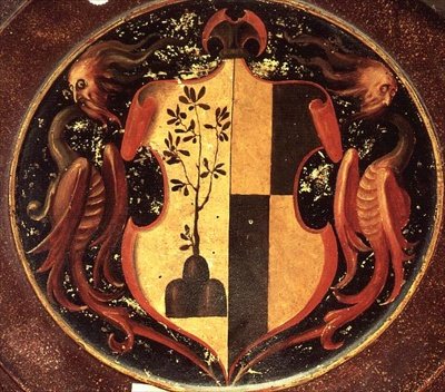 Heraldisk sköld, ca 1529 (olja på panel) (baksidan av 50329) av Jacopo Pontormo