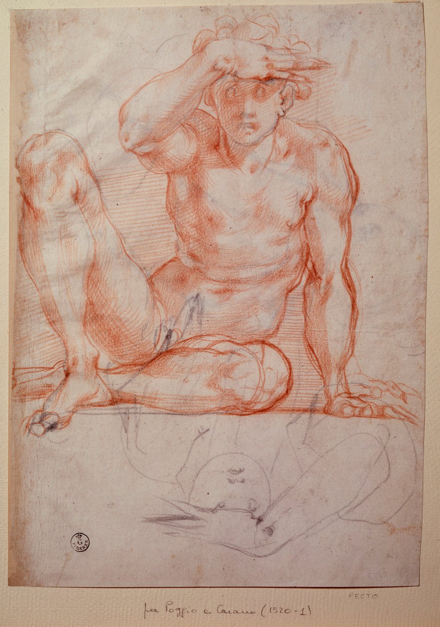 Naken man - teckning av Jacopo Pontormo
