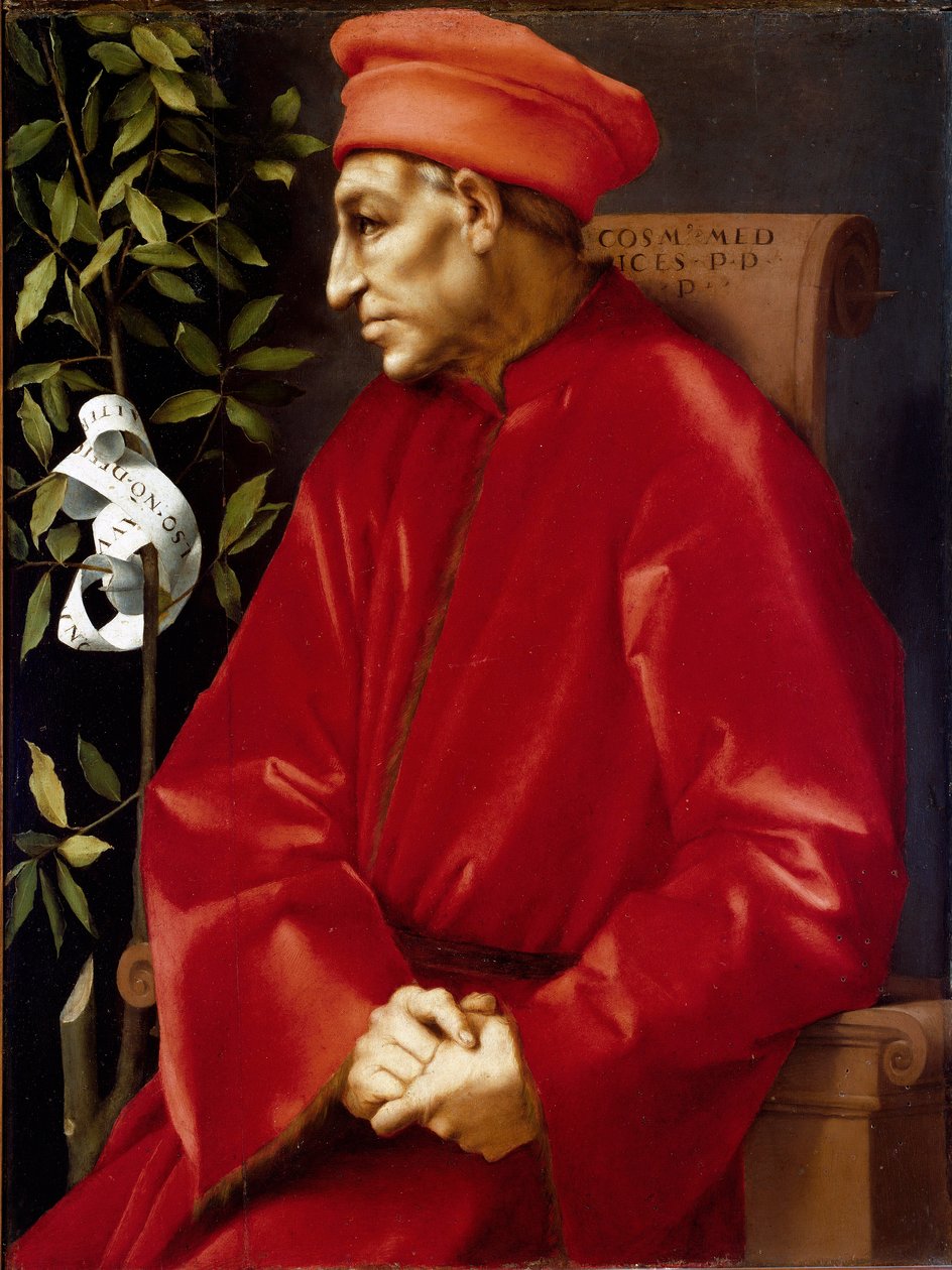 Porträtt av Cosimo (Cosimo de Medici), dit Cosimo den gamle Medici (1389-1464) Målning av Jacopo (Iacopo) Carrucci dit il Pontormo (Pontormo) (1494-1556) 1518-1519 Sön. 86x65 cm Galleri ( Office, Uffiz) ) © Luisa Ricciarini / Leemage av Jacopo Pontormo