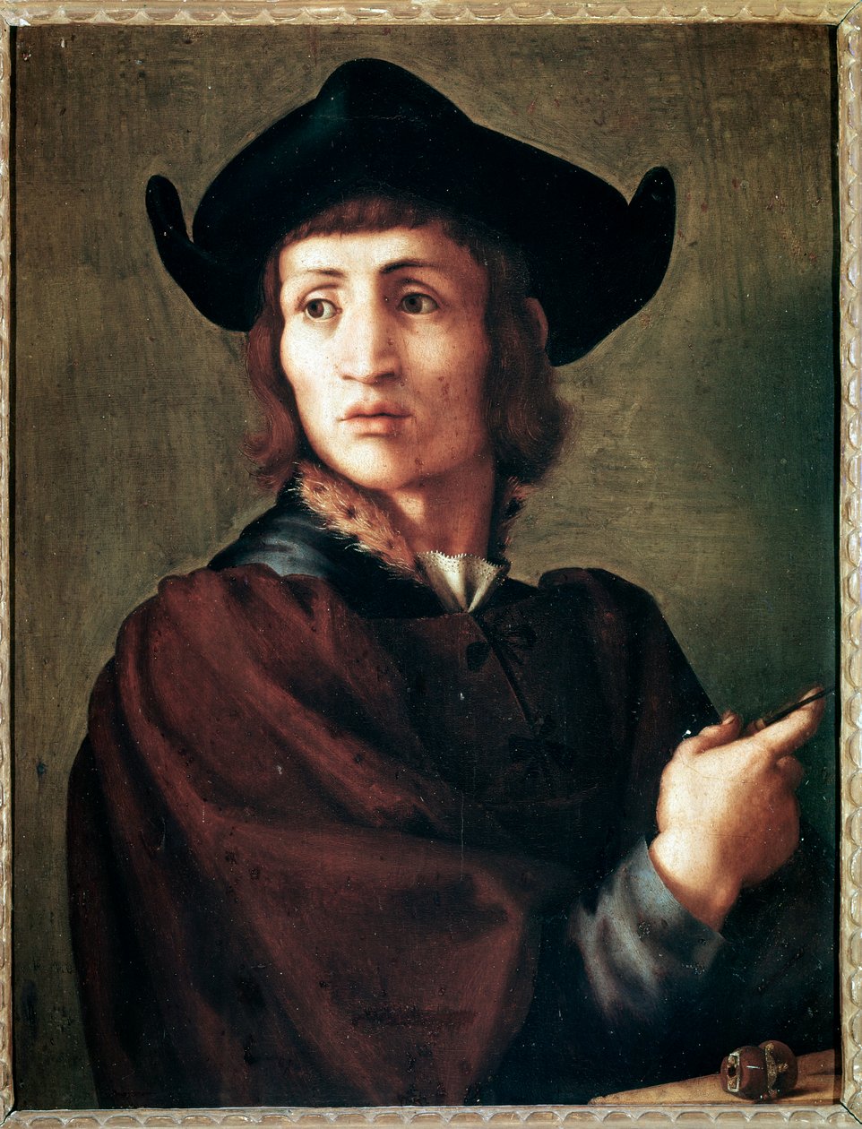 Porträtt av en juvelerare - olja på panel av Jacopo Pontormo