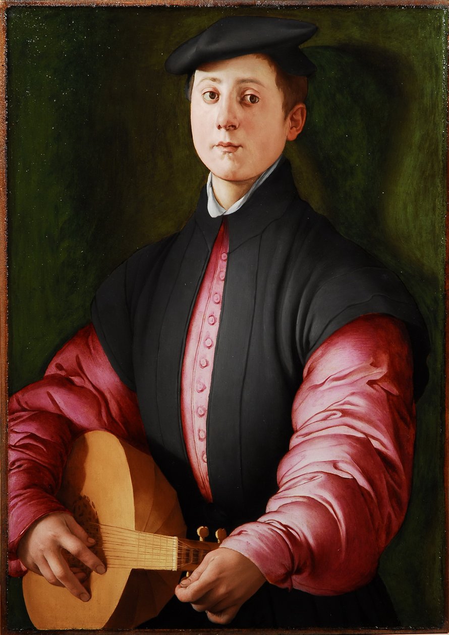 Porträtt av en lutspelare, ca. 1528-1529 (olja på trä) av Jacopo Pontormo