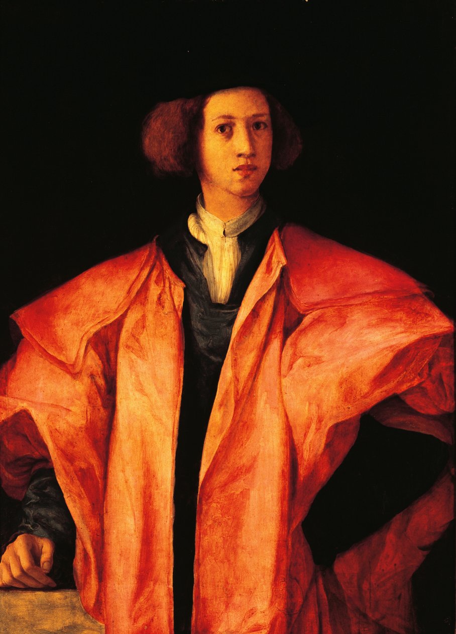 Porträtt av en ung man, kanske Amerigo Antinori, ca 1530, av Jacopo Carucci, känd som Pontormo (1494-1557), olja på pannå av Jacopo Pontormo
