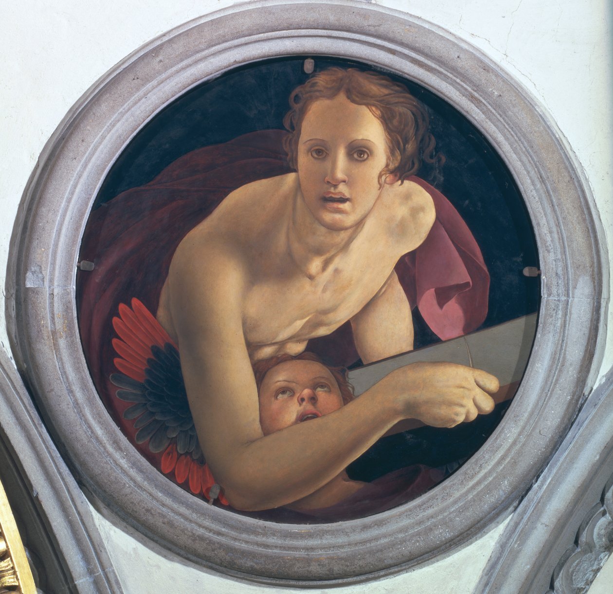 St. Matteus, tondo från evangelisternas kupol, 1528 (panel) av Jacopo Pontormo