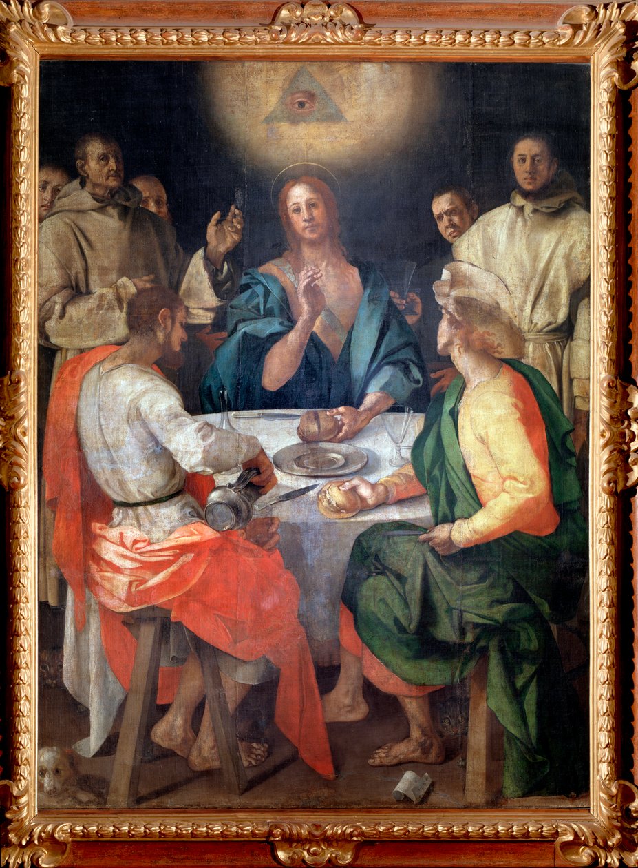 Kvällsmat på Emmaus - olja på duk av Jacopo Pontormo