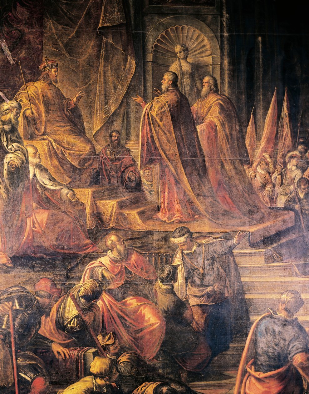 Ambassadörer för påven och venetianerna som vädjar till Barbarossa om fred förgäves, av Jacopo Tintoretto (1519-1594) och hans verkstad, Stora rådssalen, Dogepalatset, Venedig. Italien av Jacopo Robusti Tintoretto
