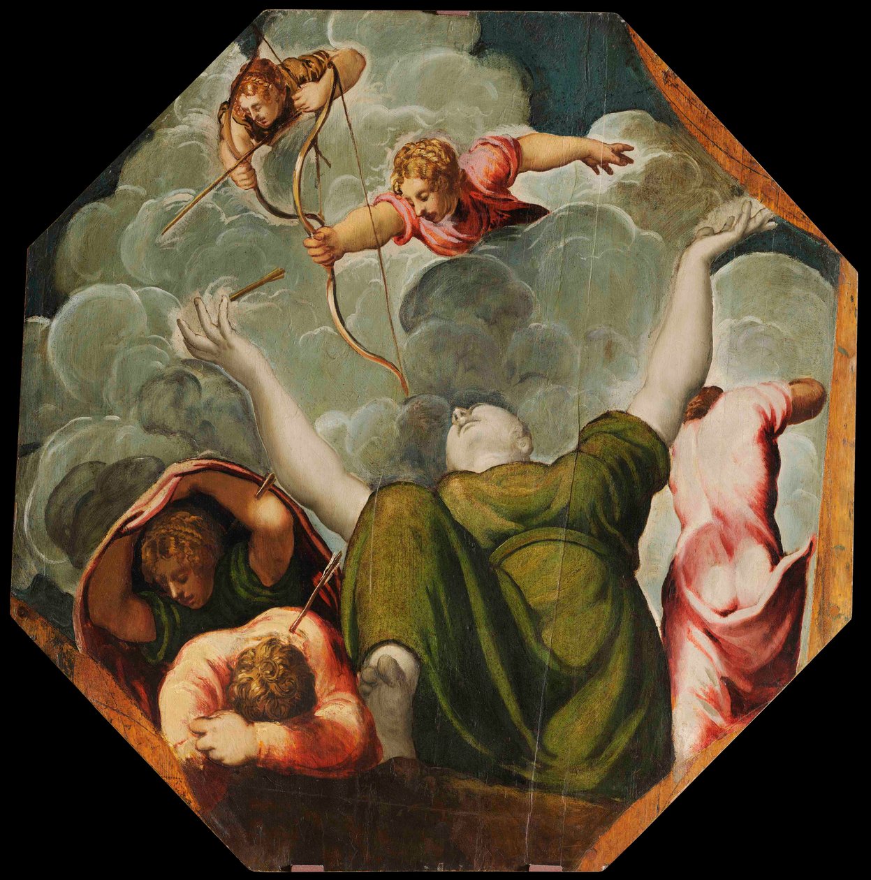Apollo och Diana straffar Niobe genom att döda hennes barn, ca 1541. av Jacopo Robusti Tintoretto