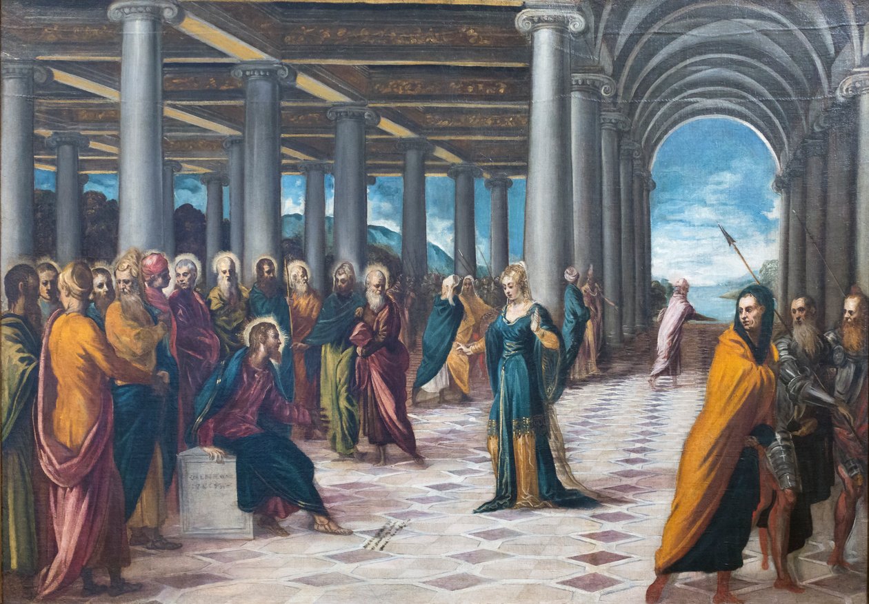 Kristus och äktenskapsbrytaren, ca. 1545-48 (olja på duk) av Jacopo Robusti Tintoretto