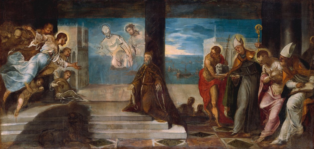 Doge Alvise Mocenigo presenteras för Frälsaren, ca 1577 av Jacopo Robusti Tintoretto